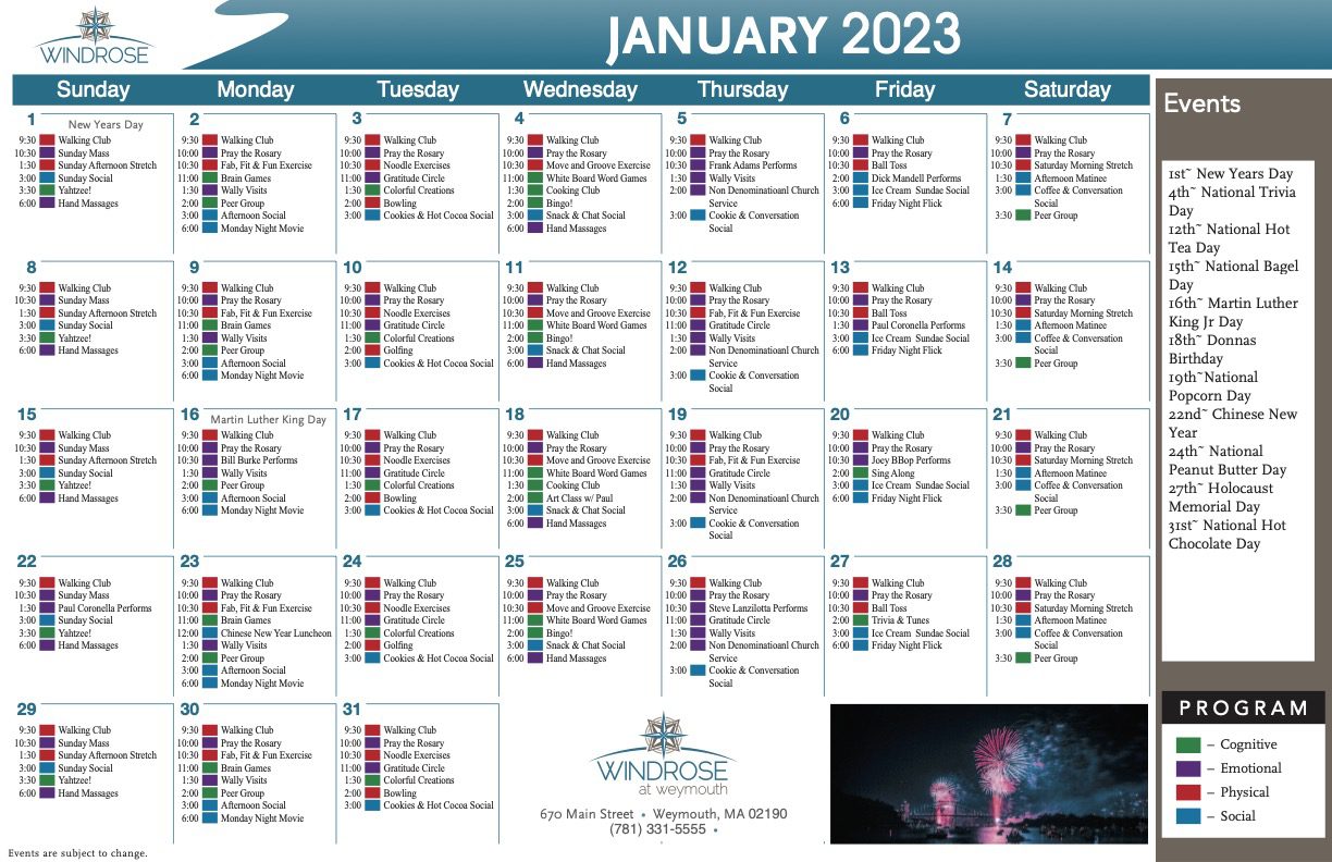 January 2023 Senior Activities Calendar