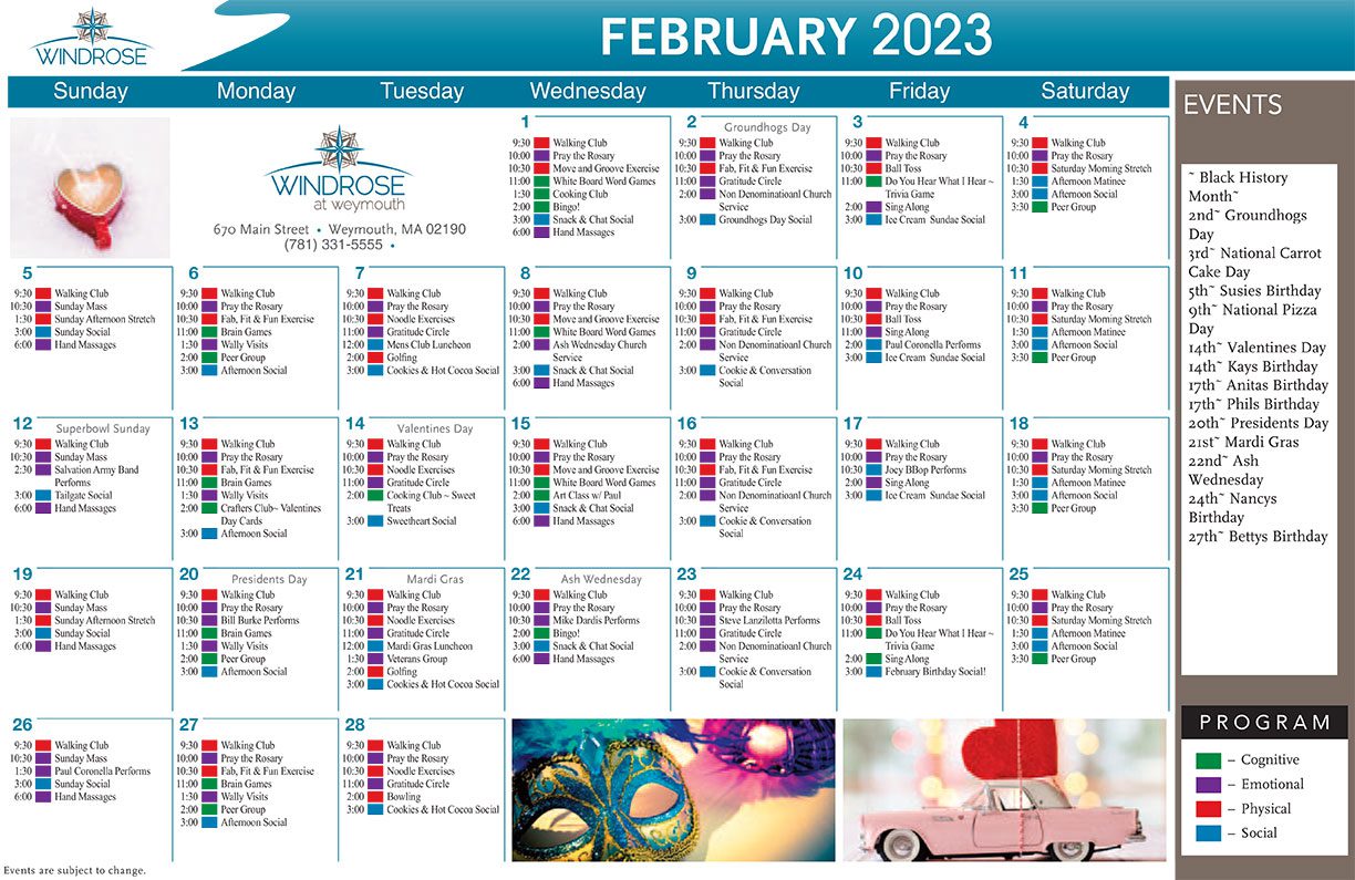 February 2023 Senior Activities Calendar